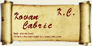 Kovan Čabrić vizit kartica